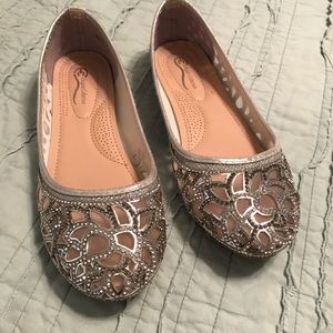 Silver ballet flats